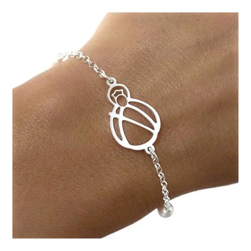 Virgen de la Cabeza Pulsera Plata Ley 925m mujer 19 cm. cadena rolo c
