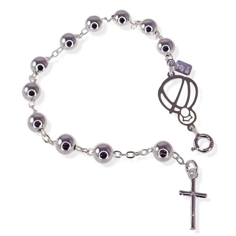 Virgen de la Cabeza Pulsera Plata Ley 925m mujer 18 cm. imagen calada
