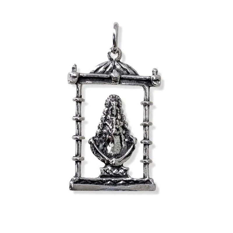 Virgen del Rocío Colgante Plata Ley 925m unisex 32 mm. sobre andas de