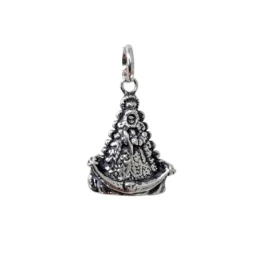 Virgen del Rocío Colgante Medalla Plata Ley 925m unisex 20 mm. oxidad