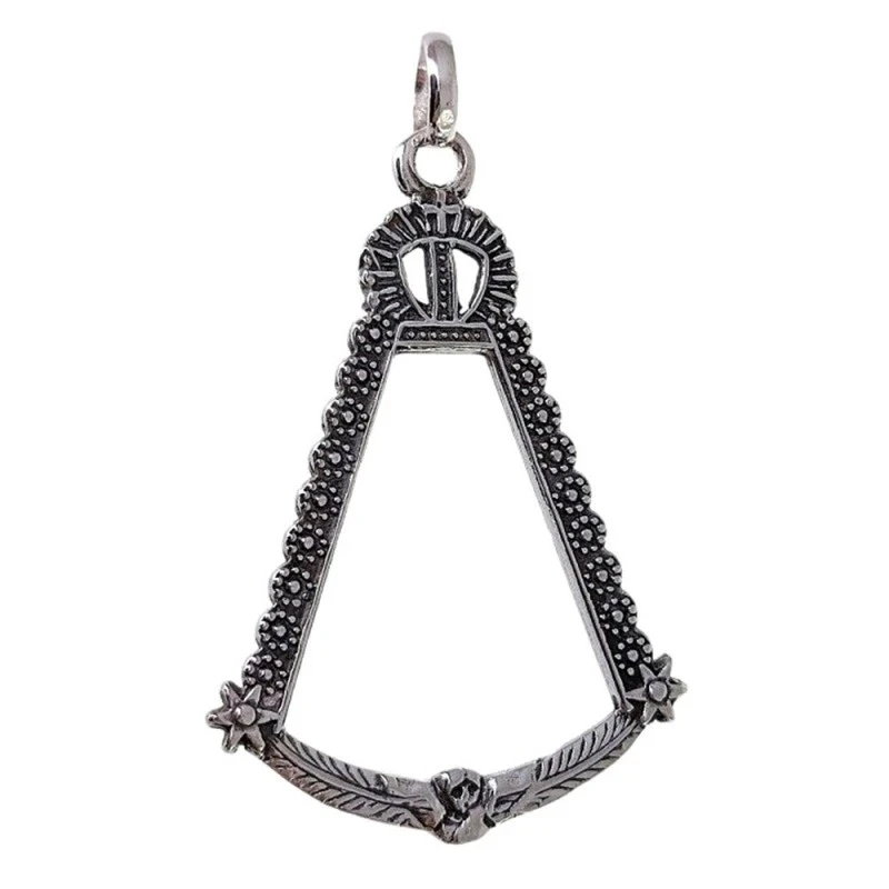 Virgen del Rocío Colgante Medalla Plata Ley 925m unisex 45 mm. siluet