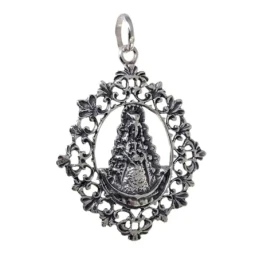 Virgen del Rocío Colgante Medalla Plata Ley 925m unisex 40 mm. detall