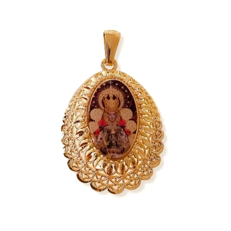 Virgen del Rocío Colgante Medalla Plata Ley 925m chapada oro unisex 3