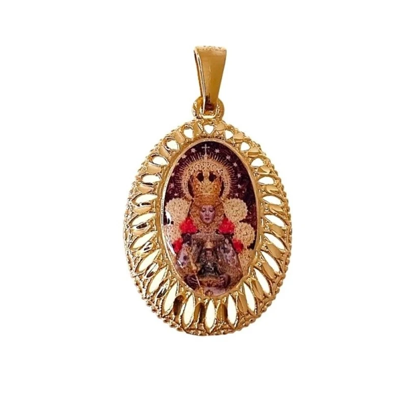 Virgen del Rocío Colgante Medalla Plata Ley 925m chapada oro unisex 2