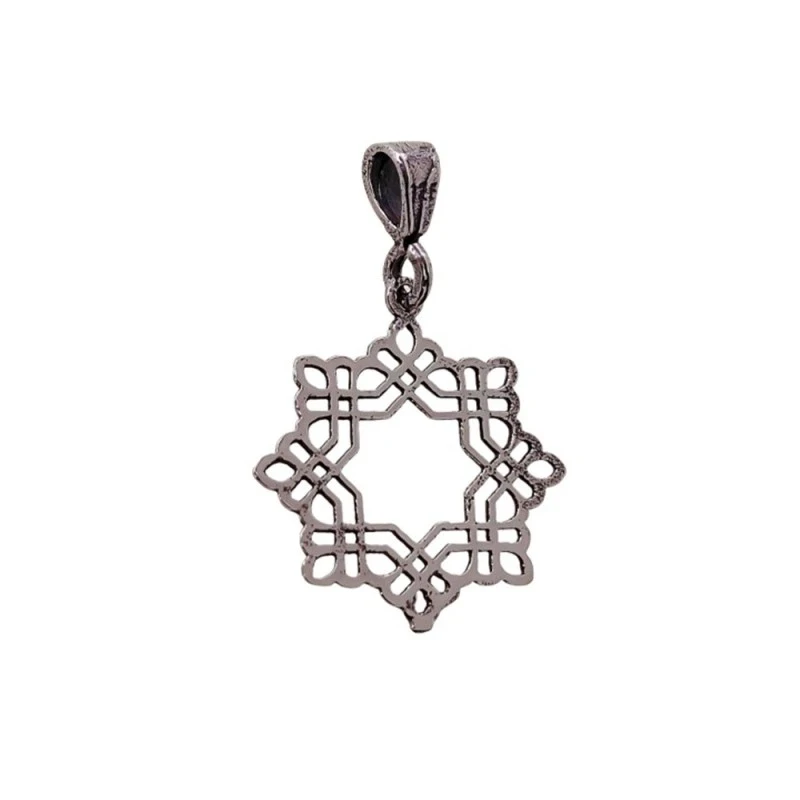 Estrella Tartésica Colgante Plata Ley 925m unisex 15 mm. oxidado