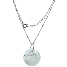 Collar Plata Ley 925m mujer 42 cm. colgante nácar 16 mm. MAMA cadena