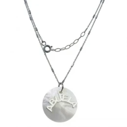 Collar Plata Ley 925m mujer 42 cm. colgante nácar 16 mm. ABUELA caden