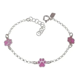 Pulsera Plata Ley 925m niña 13.5 cm. cadena rolo detalle huellas esma