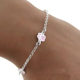 Pulsera Plata Ley 925m niña 13.5 cm. cadena rolo detalle huellas esma