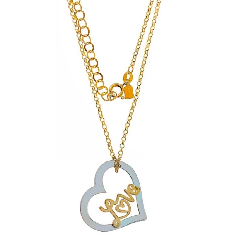Gargantilla Plata Ley 925m mujer 40 cm. enamorados bicolor cadena rol