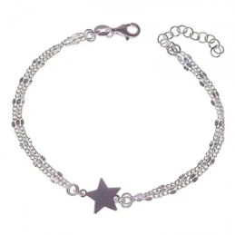 Pulsera Plata Ley 925m mujer 16.5 cm. doble cadena lumina detalle est