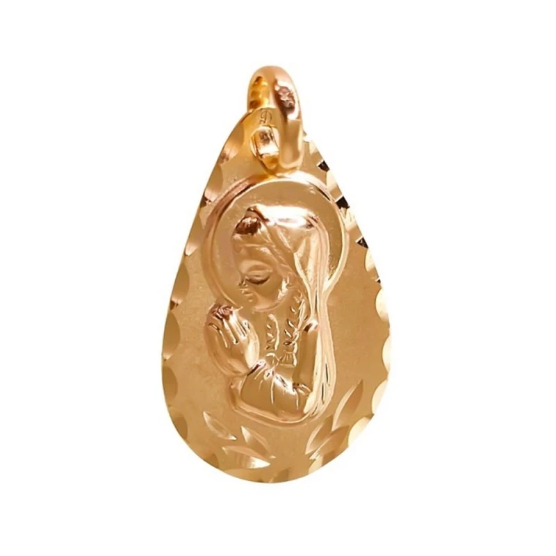 Virgen Niña Medalla Plata Ley 925m Primera Comunión 25 mm forma lágri