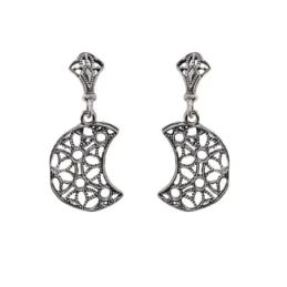 Pendientes Plata Ley 925m mujer 25 mm. luna 15 mm. filigrana