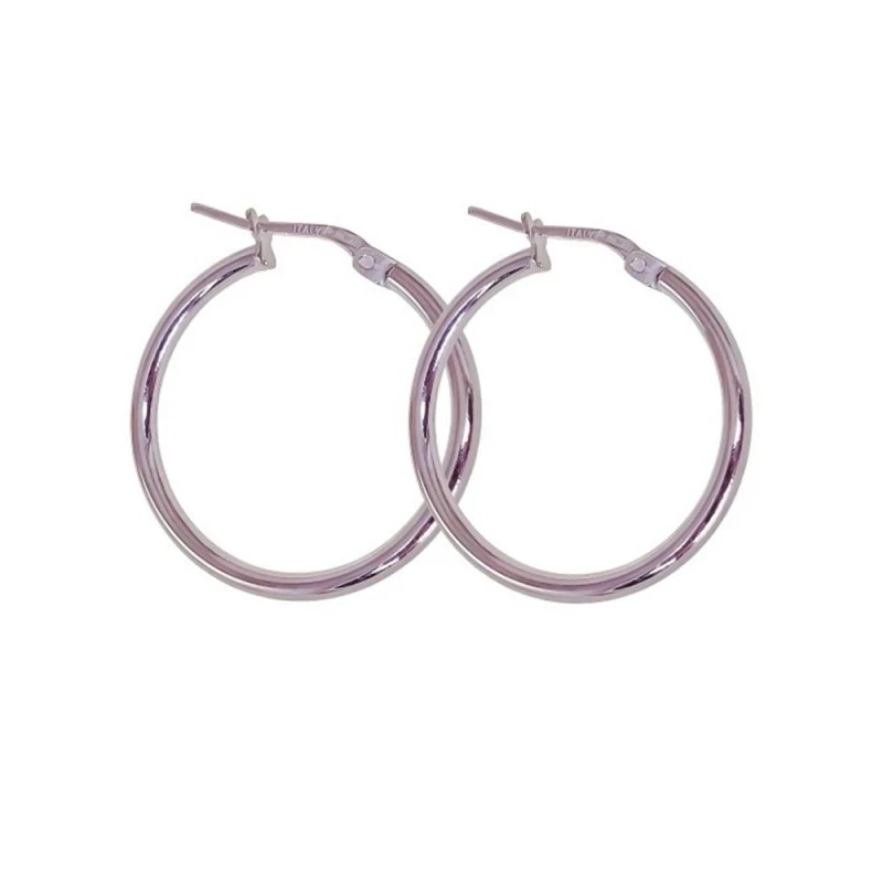 Pendientes Aros Plata Ley 925m mujer 20 mm. lisos ancho 2 mm.