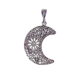 Colgante Plata Ley 925m mujer 24 mm. luna detalle filigrana