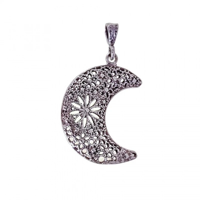 Colgante Plata Ley 925m mujer 24 mm. luna detalle filigrana