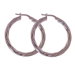 Pendientes Aros Plata Ley 925m mujer 25 mm. reliados ancho 3.2 mm.