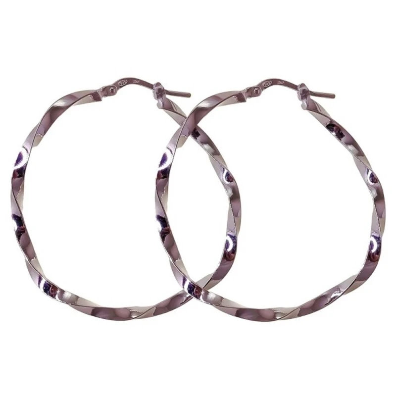 Pendientes Aros Plata Ley 925m mujer 30 mm. reliados brillo