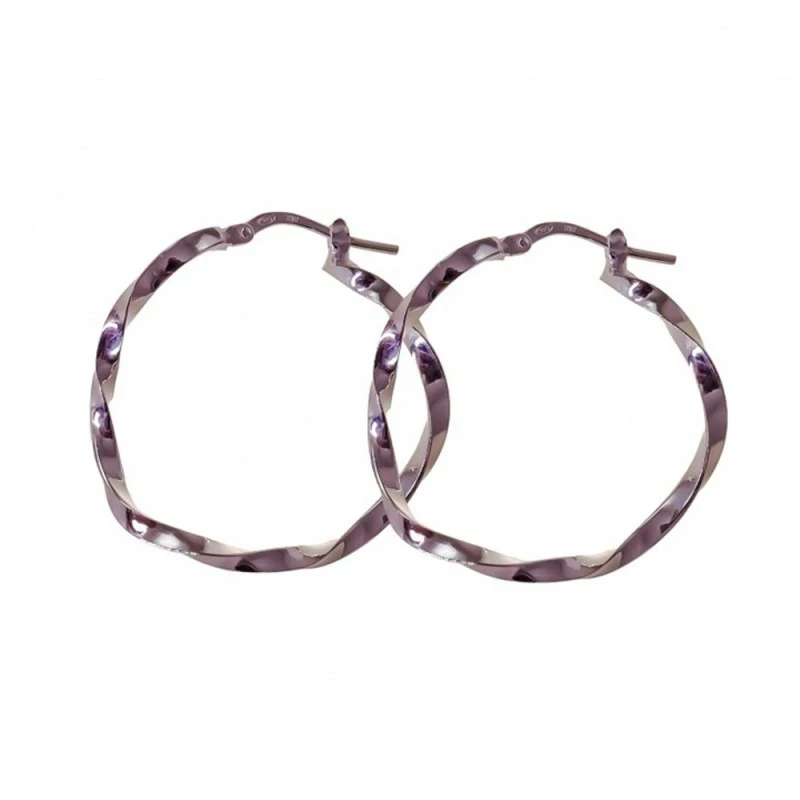 Pendientes Aros Plata Ley 925m mujer 20 mm. reliados brillo