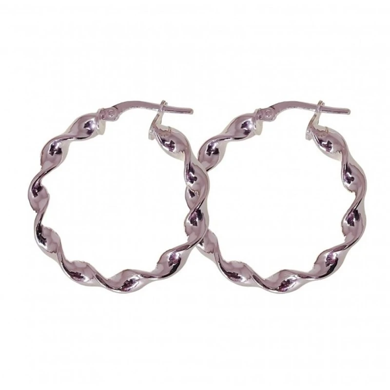 Pendientes Aros Plata Ley 925m mujer 20 mm. reliados detalle brillo a