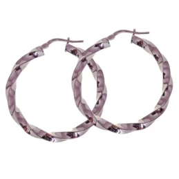 Pendientes Aros Plata Ley 925m mujer 30 mm. reliados detalle brillo a