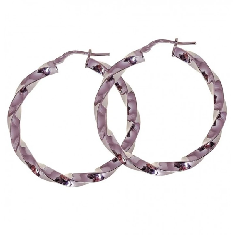 Pendientes Aros Plata Ley 925m mujer 30 mm. reliados detalle brillo a