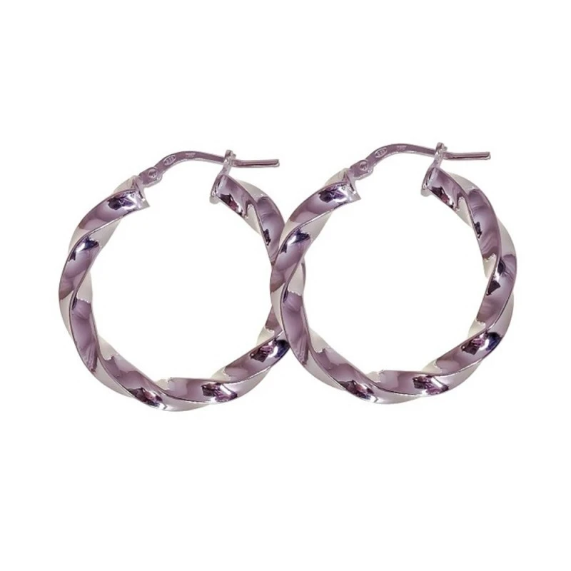 Pendientes Aros Plata Ley 925m mujer 28 mm. reliados detalle brillo a