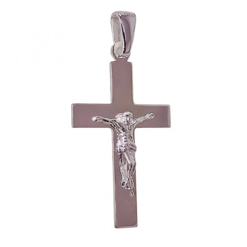 Colgante Cruz Cristo Plata 925m unisex 30 mm. lisa