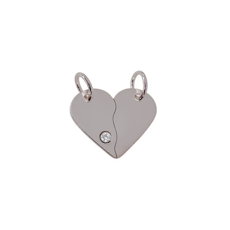 Enamorados Colgante Doble Plata Ley 925m unisex 17 mm. corazón liso c