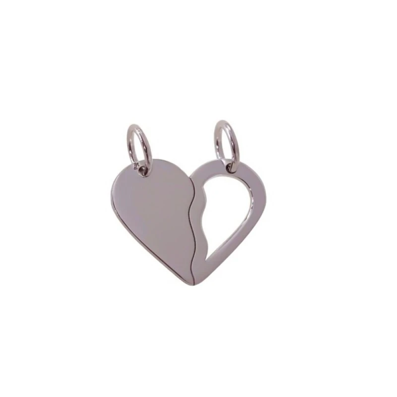 Enamorados Colgante Doble Plata Ley unisex 17 mm. liso partido combin