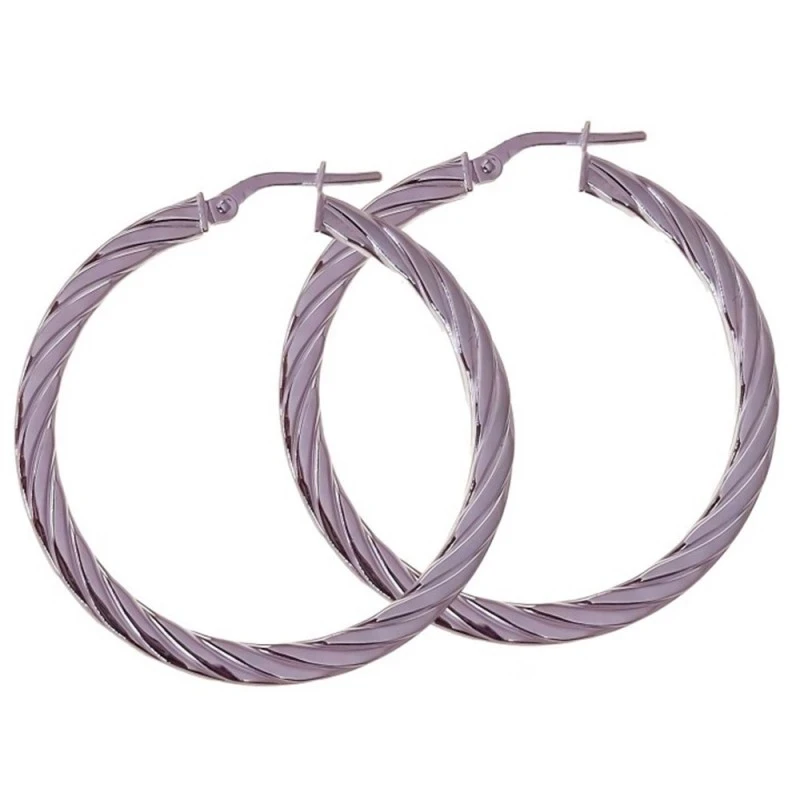Pendientes Aros Plata Ley 925m mujer 30 mm. reliados