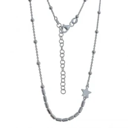 Gargantilla Plata Ley 925m mujer 41 cm. combinada bolas toneles 4 mm.