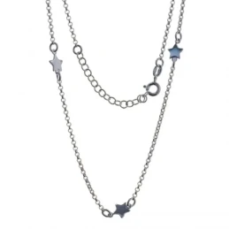 Gargantilla Plata Ley 925m mujer 39 cm. cadena rolo detalle estrellas