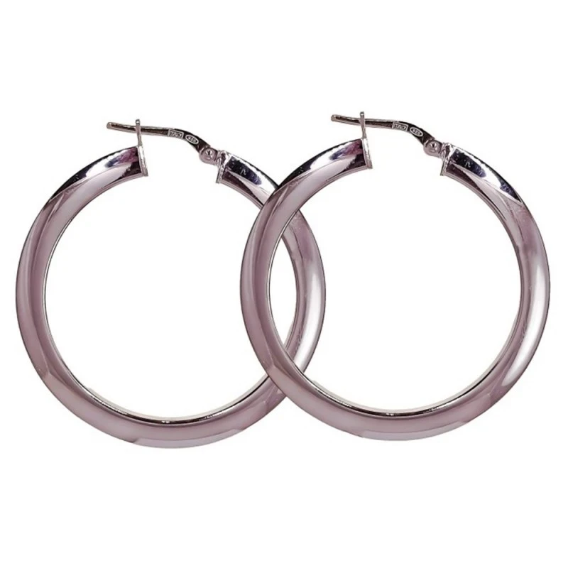 Pendientes Aros Plata Ley 925m mujer 30 mm. lisos 4 mm. ancho