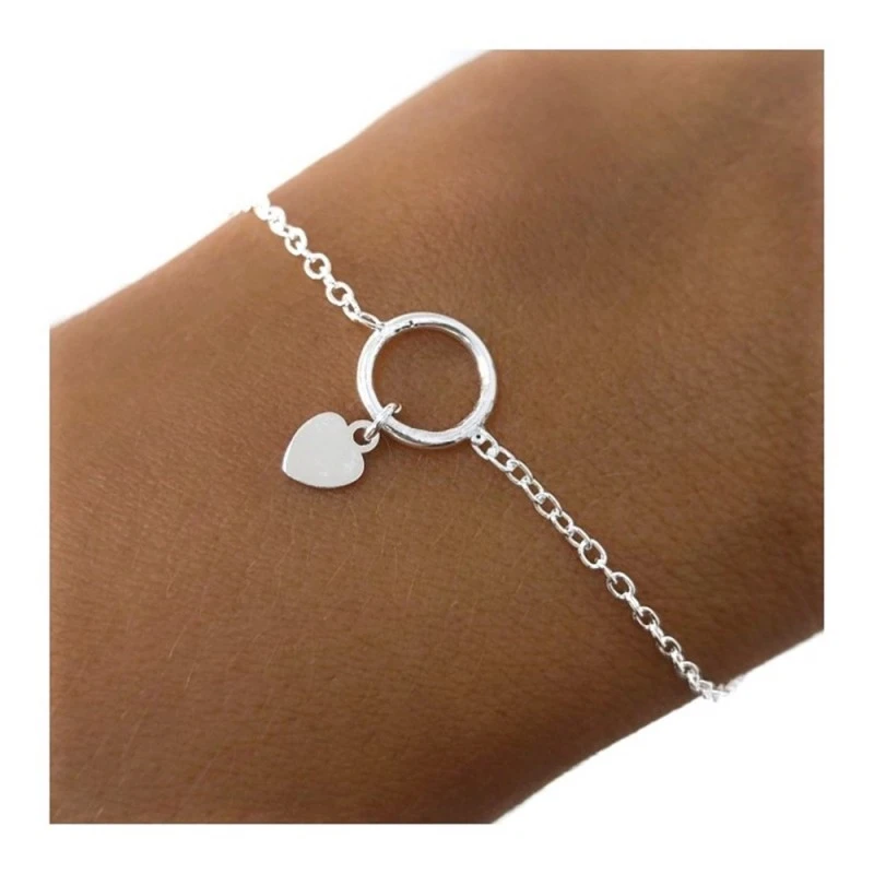 Pulsera Plata Ley 925m mujer 16.5 cm. cadena forzada 1.5 mm. karma 9.