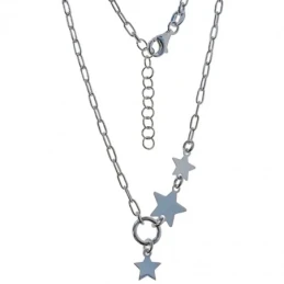 Gargantilla Plata Ley 925m mujer 42 cm. karma 7 mm. estrellas tamaños