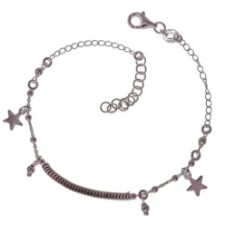 Pulsera Plata Ley 925m mujer 17 cm. bolas 2 mm. combinada cola topo e