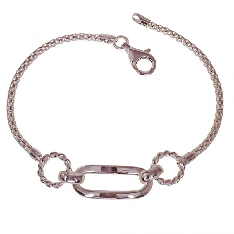 Pulsera Plata Ley 925m mujer 19 cm. pulsera coreana 2.5 mm. asa ovala