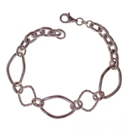 Pulsera Plata Ley 925m mujer 19 cm. asas huecas rombos lisos 22 mm. c