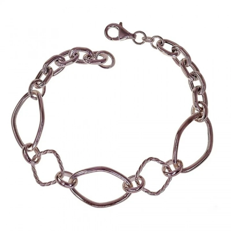 Pulsera Plata Ley 925m mujer 19 cm. asas huecas rombos lisos 22 mm. c