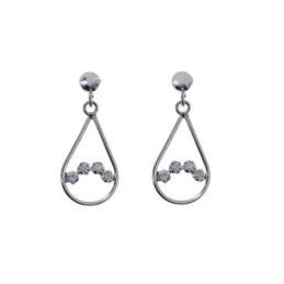 Pendientes Plata Ley 925m mujer 24 mm. forma lágrima circonitas
