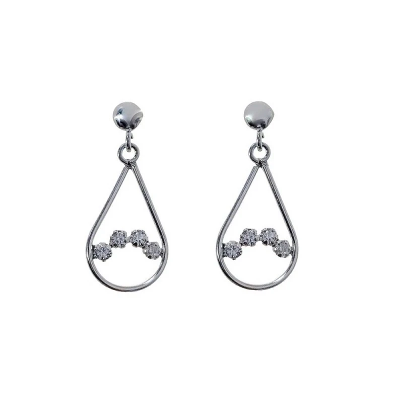 Pendientes Plata Ley 925m mujer 24 mm. forma lágrima circonitas