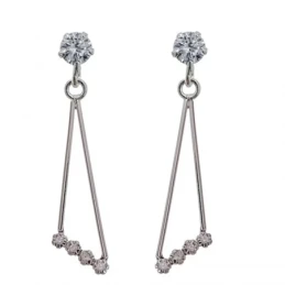 Pendientes Plata Ley 925m mujer 34 mm. forma triángulo detalle circon