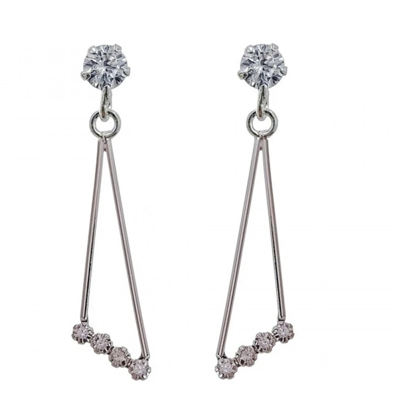 Pendientes Plata Ley 925m mujer 34 mm. forma triángulo detalle circon