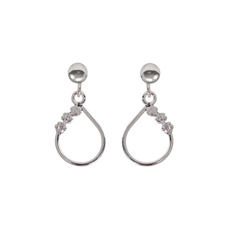 Pendientes Plata Ley 925m mujer 19 cm. forma lágrima calada circonita