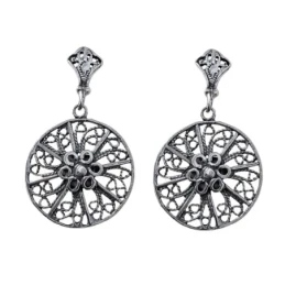 Pendientes Plata Ley 925m mujer 28 mm. filigrana oxidados
