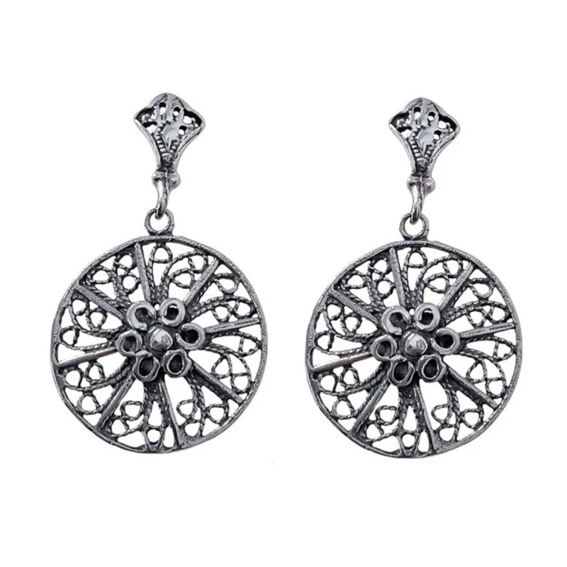 Pendientes Plata Ley 925m mujer 28 mm. filigrana oxidados