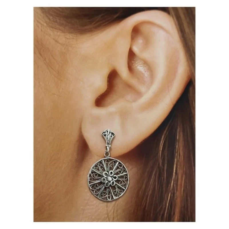 Pendientes Plata Ley 925m mujer 28 mm. filigrana oxidados