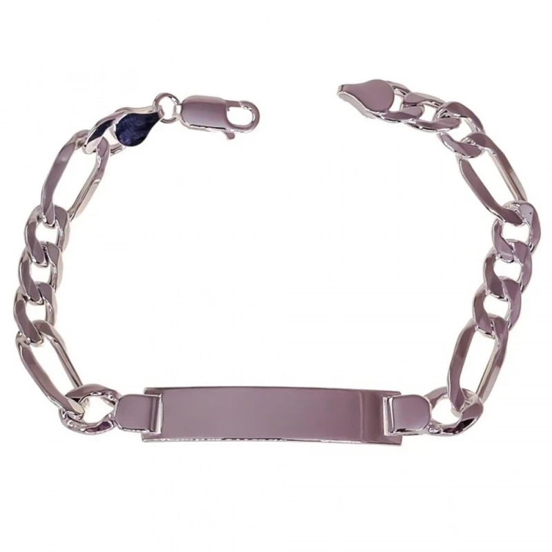 Esclava Plata Ley 925m unisex 19.5 cm. cadena 3x1 ancho 8 mm. chapa 3