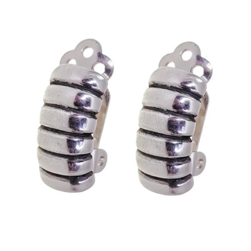 Pendientes Plata Ley 925m mujer 16 mm. oxidado bandas horizontales